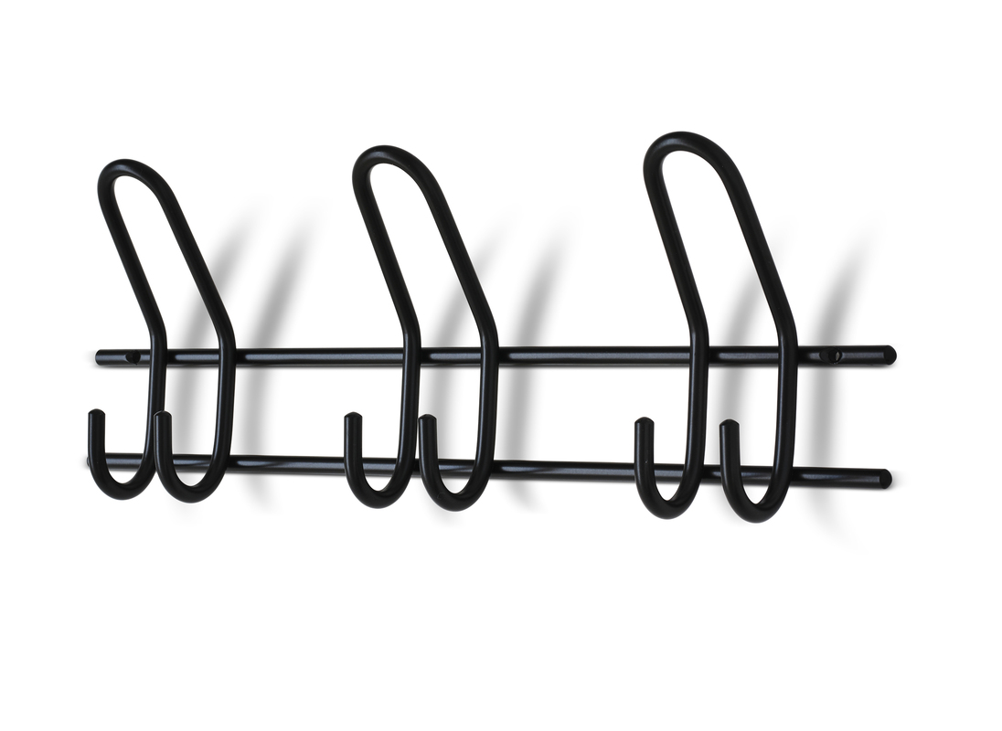 Knagerække 3-krog Saturn Sort 450 mm