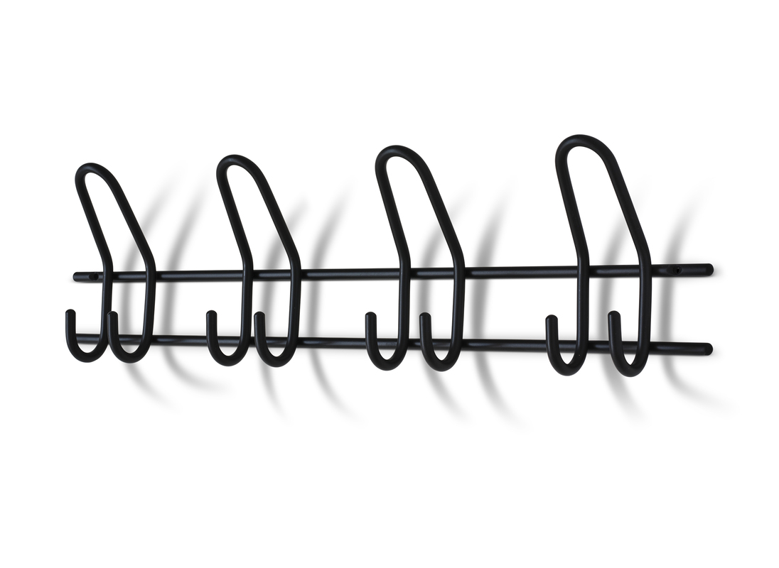 Knagerække 4-krog Saturn Sort 600 mm