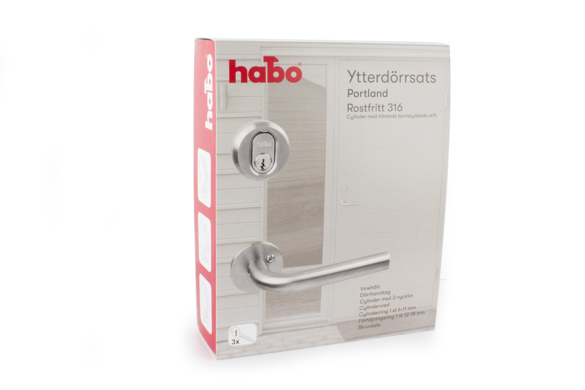 Ytterdörrsats utan låshus Portland Rostfritt syrafast